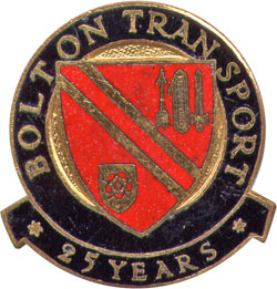 Bolton Transport 25 Years Service badge